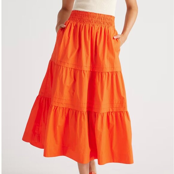 Quince 100% Organic Cotton Poplin Tiered Maxi Skirt - Picture 1 of 6